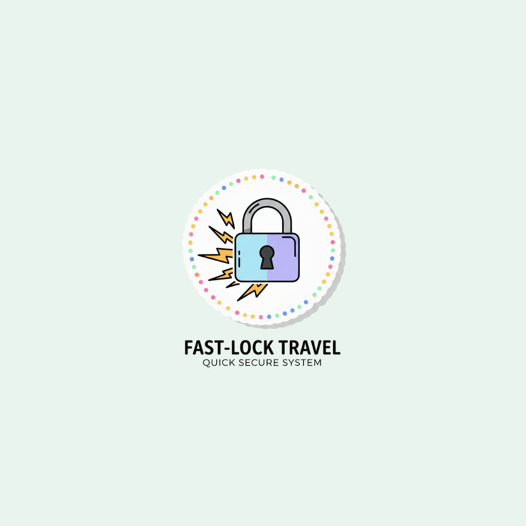 Logo for Fast-Lock Travel with a lock and lightning bolt design on a light blue background