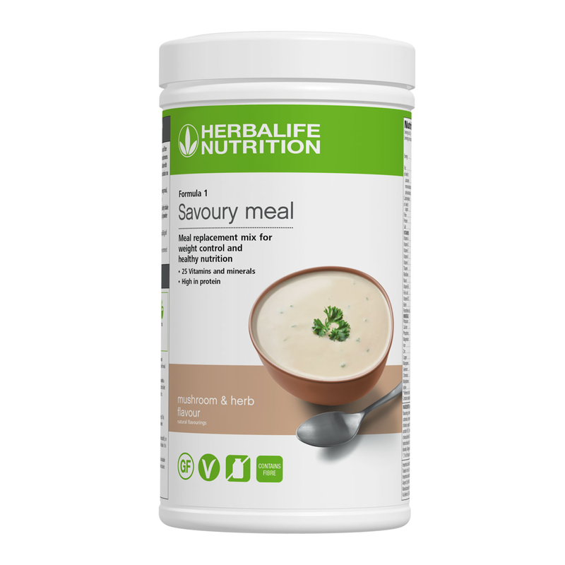 Herbalife Nutrition savory meal replacement mix container on a white background