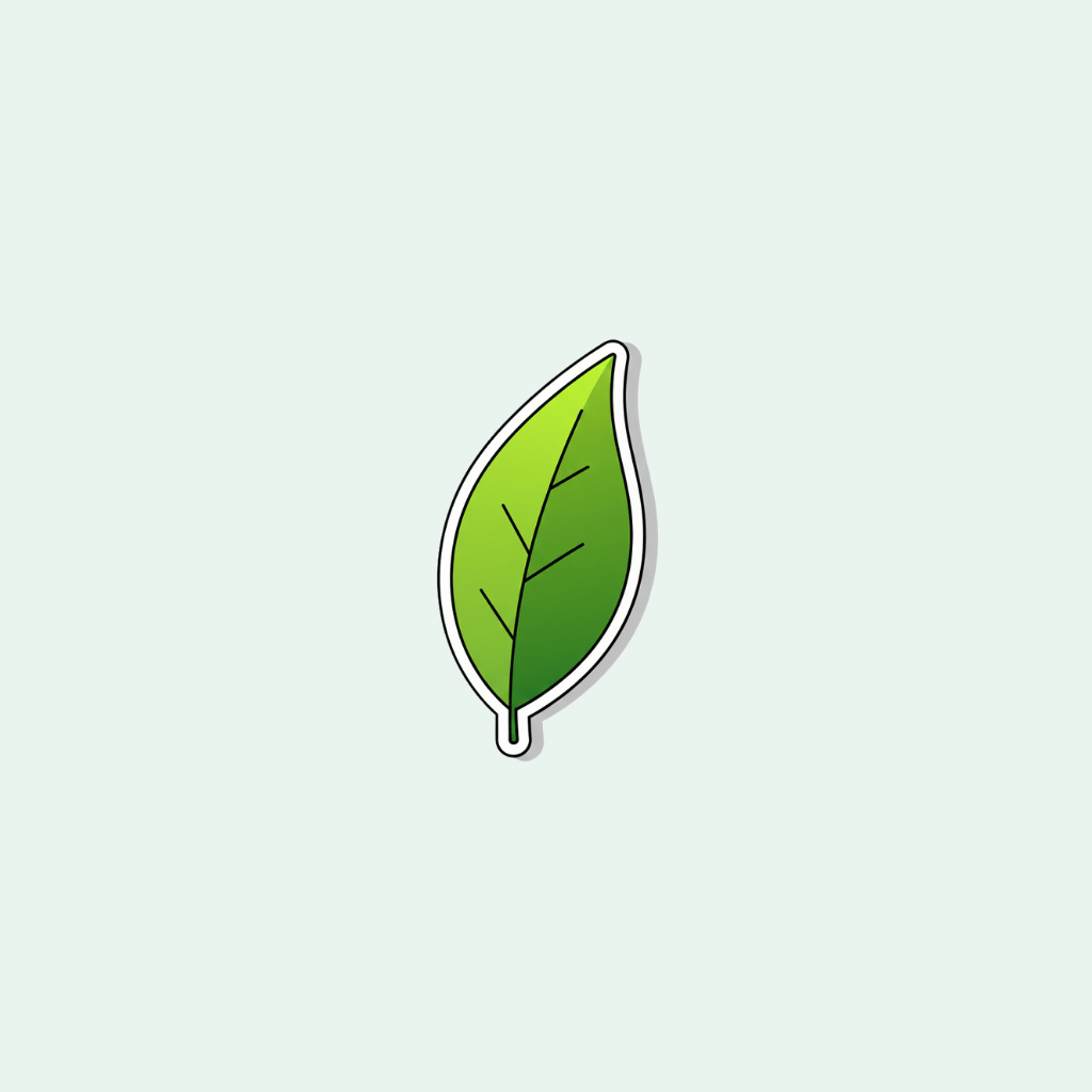 Green leaf icon on a light gray background