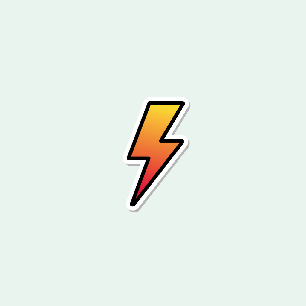 Colorful lightning bolt sticker on a light gray background