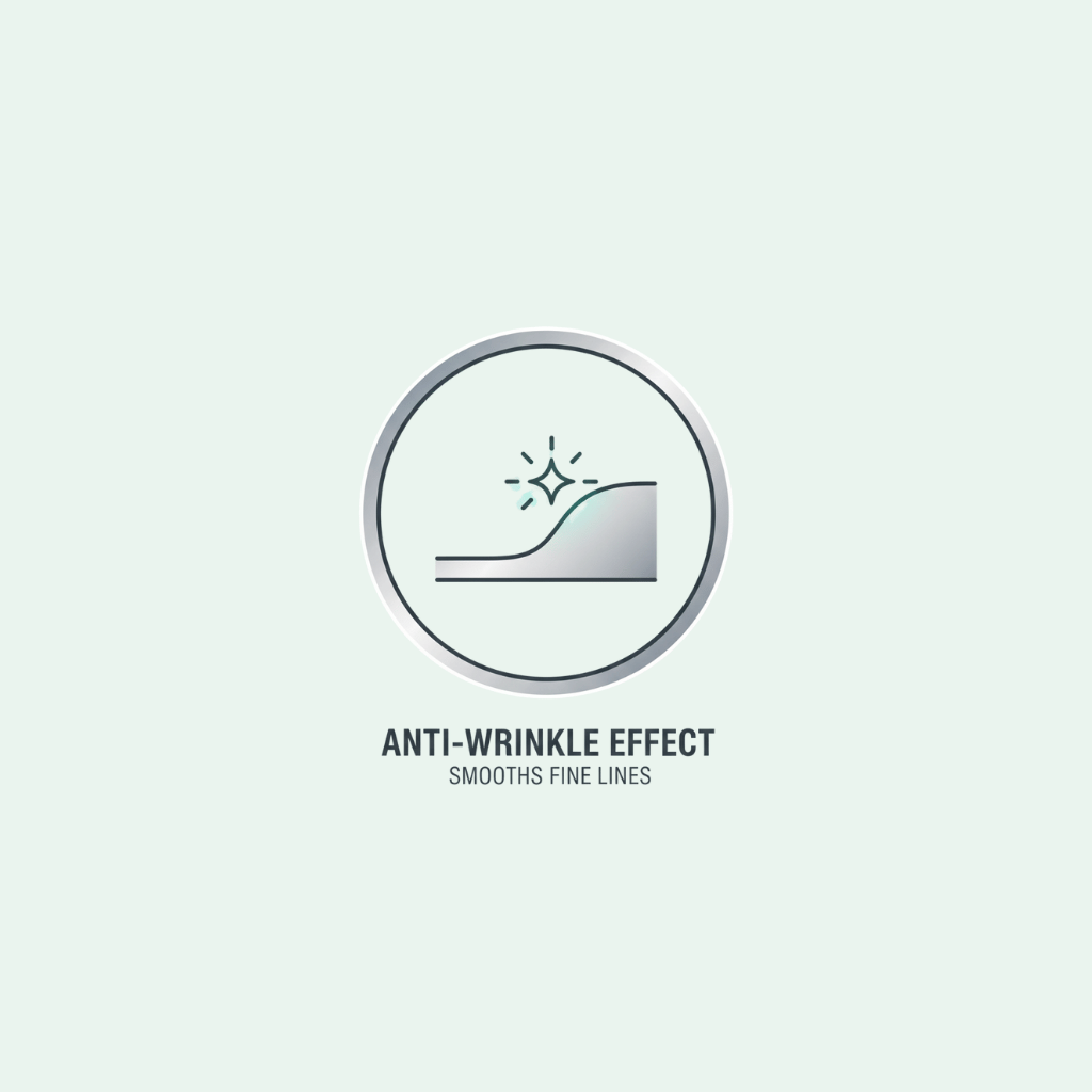 Icon of anti-wrinkle effect with a smooth skin texture on a light gray background