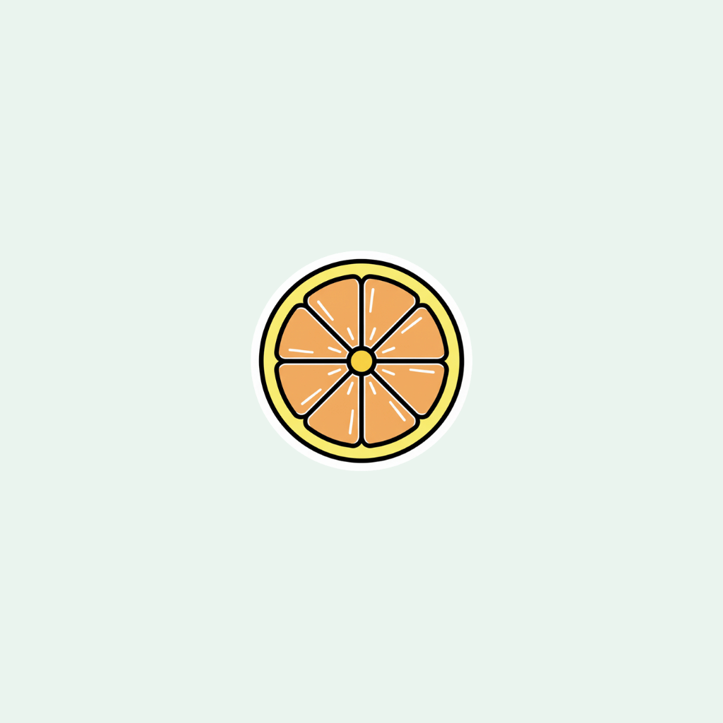 Illustration of a lemon slice on a light gray background