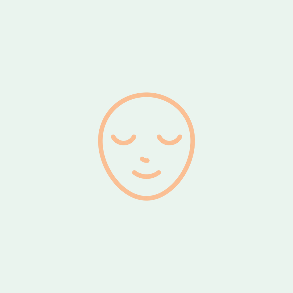 Outline of a face with closed eyes on a light gray background