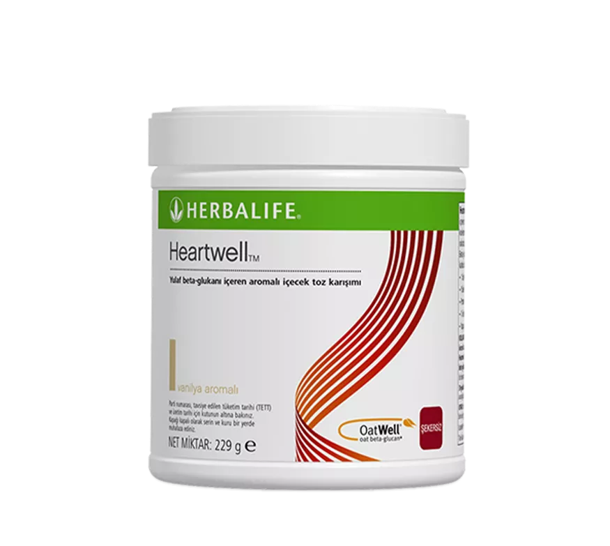 Herbalife Heartwell supplement container on a white background