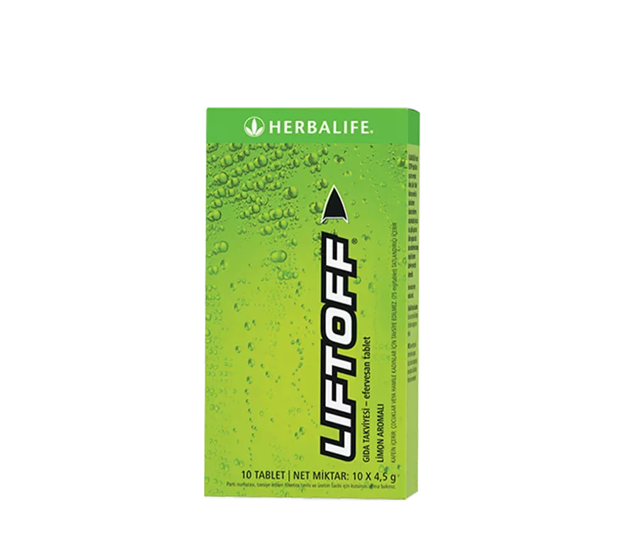Herbalife Liftoff supplement packaging on a white background
