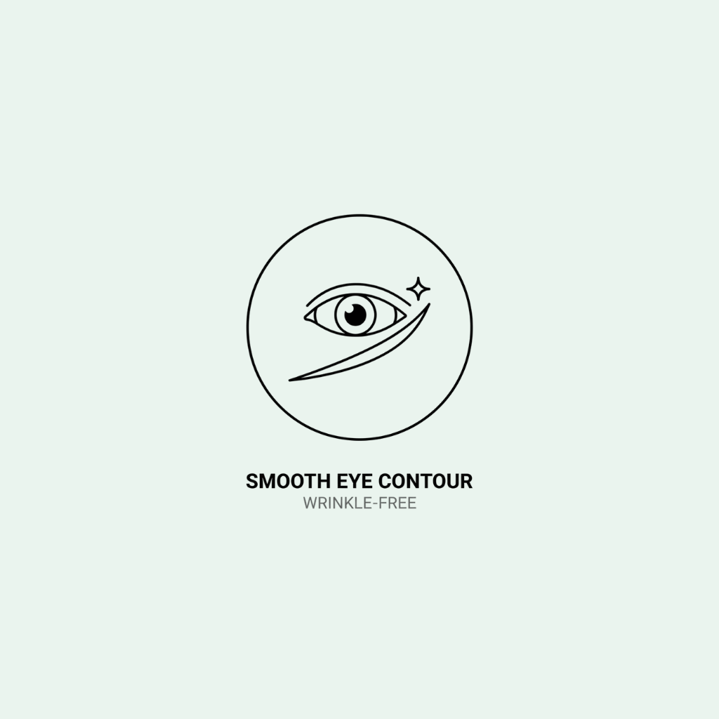 Logo for smooth eye contour with an eye illustration on a light gray background