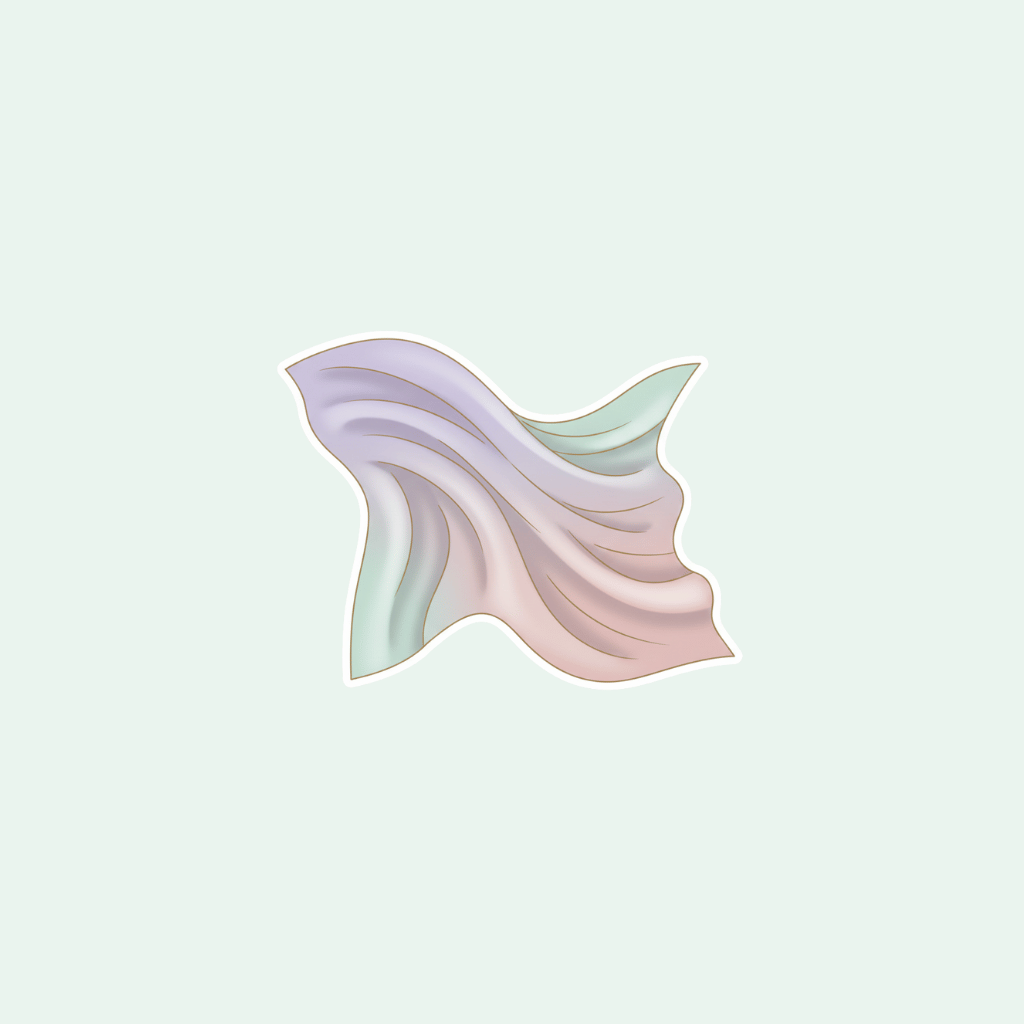 Decorative item with wavy design in pastel colors on a light background
