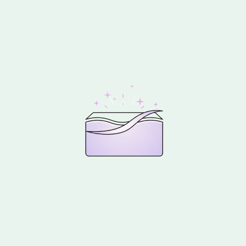 Illustration of a rectangular skin cell with wavy top on a light purple background