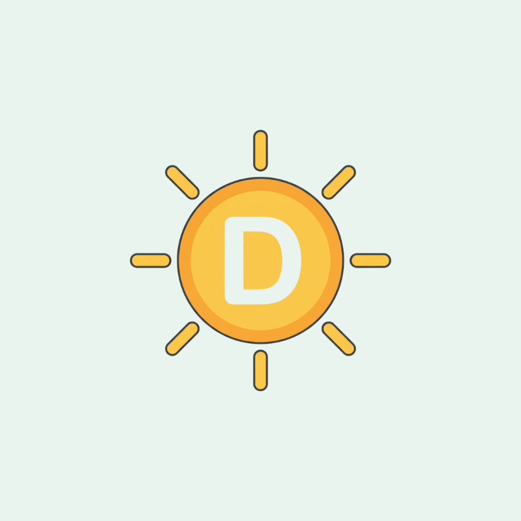 Sun-shaped logo with the letter 'D' in the center on a light gray background