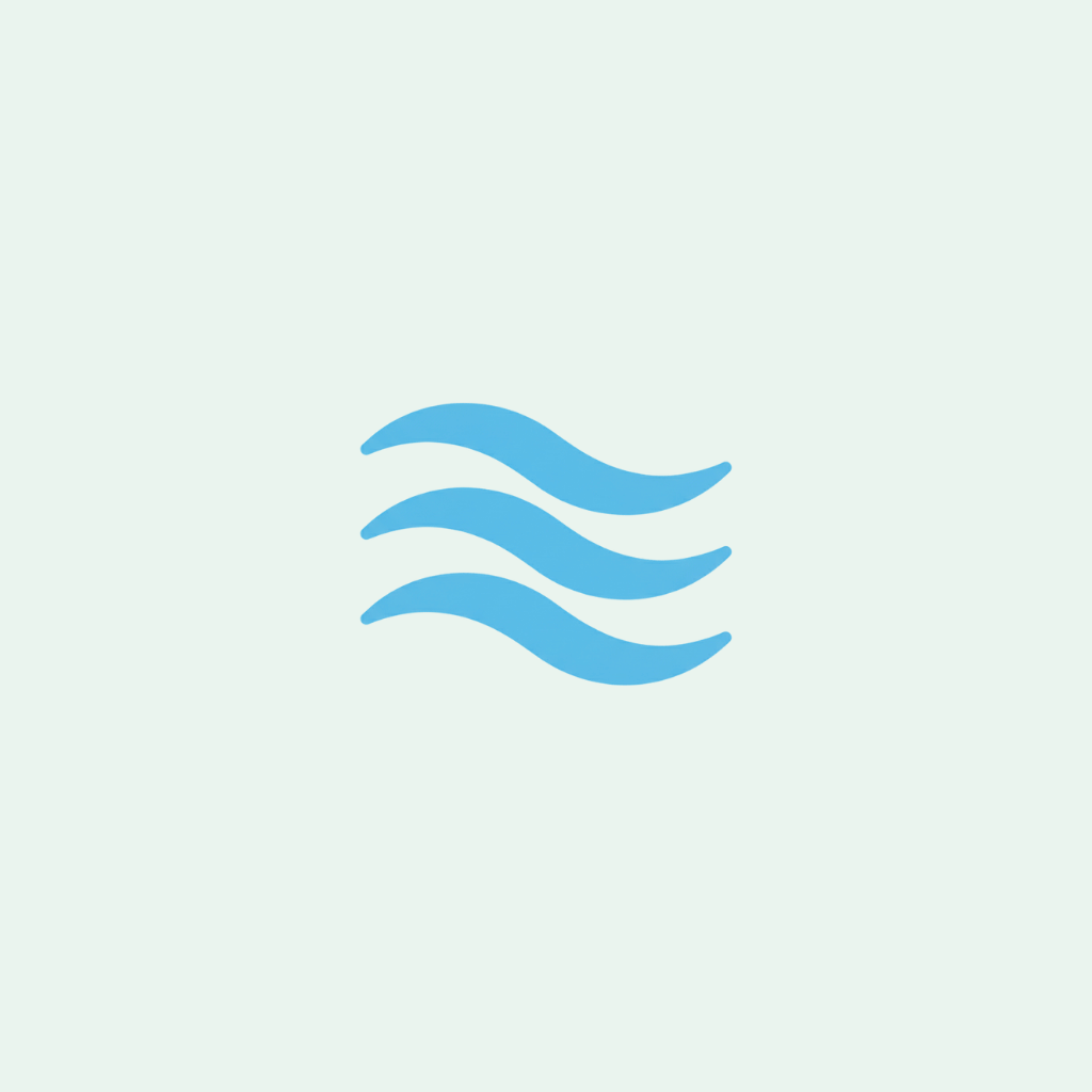 Blue wave icon on a light blue background